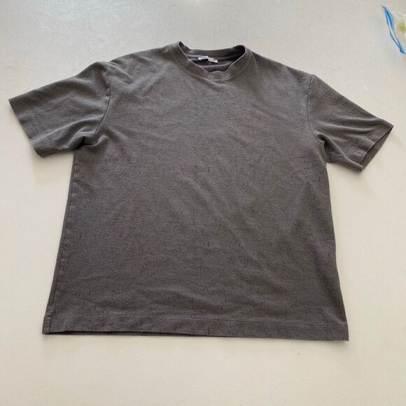 ZARA Men Gray Textured Cotton T-Shirt Size Large - Picture 1 of 4